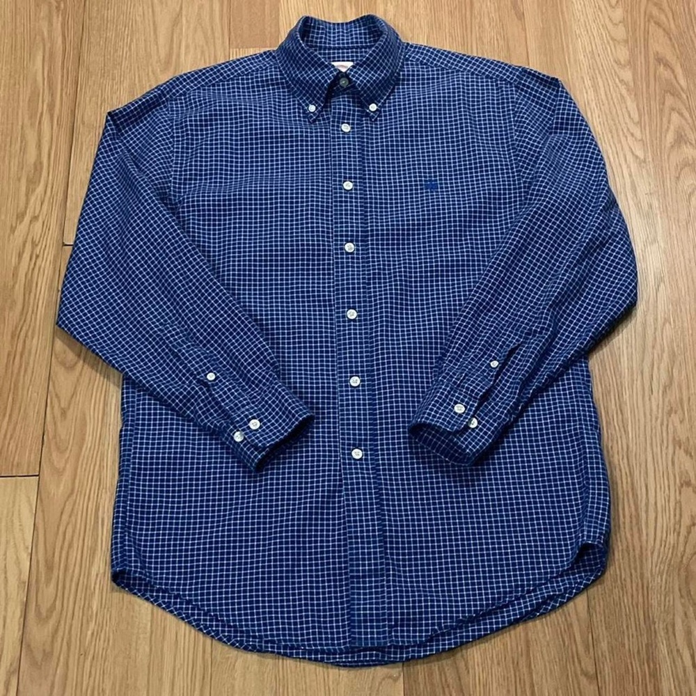 Brooks Brothers Men’s Small (M) Long Sleeve Button Down Shirt Blue Plaid Madison